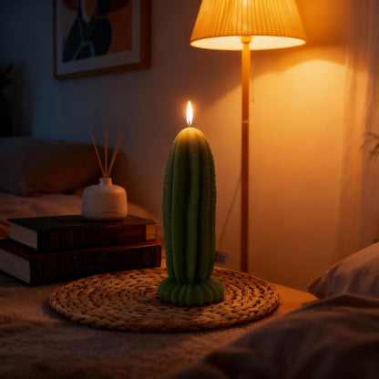 Cactus Shaped Scented Candle,Green Prickly Pear Soy Wax Decorative Candle with Floral Fragrance,Desert Theme Gift for Plant Lovers,Home Decor & Relaxation Moments