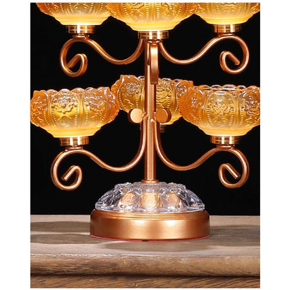 VALTEV Candle Holder Crystal Glass 10.6 Inch Lotus Candlesticks Holder, Creative Decoration Candlesticks for Home Decoration Candle Stand Wedding Gift Idea Candle Holder for Table (Size : Gold)