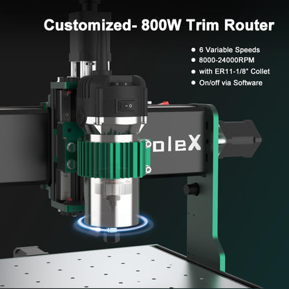 AnoleX CNC Router Machine 3060-Evo Max, All-Metal XYZ Axis Dual Steel Linear Guides with 800W Trimmer Router, ideal for Cutting Aluminum, Brass, Stainless steel, Wood, Acrylic, MDF, Plastics