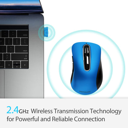 memzuoix 2.4G Wireless Mouse, 1400 DPI Mobile Optical Cordless Mouse with USB Receiver, Portable Computer Mice for Laptop, PC, Desktop, MacBook, 5 Buttons, Red