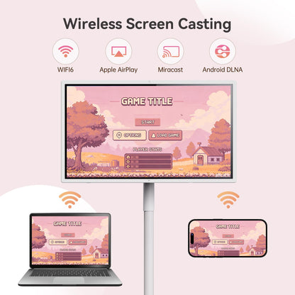 KTC 32" 4K Smart Portable TV MEGAPAD, Google EDLA Certified, UHD Touchscreen Rolling TV on Wheels with Speaker & Camera, 16G RAM+256G Storage, Built-in Battery, Full Swivel Rotation, Remote Control
