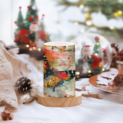 ALAZA Handwriting Butterfly Flameless Candles, LED Pillar Candles with Remote Timer, Battery Operated Candles Set of 2
