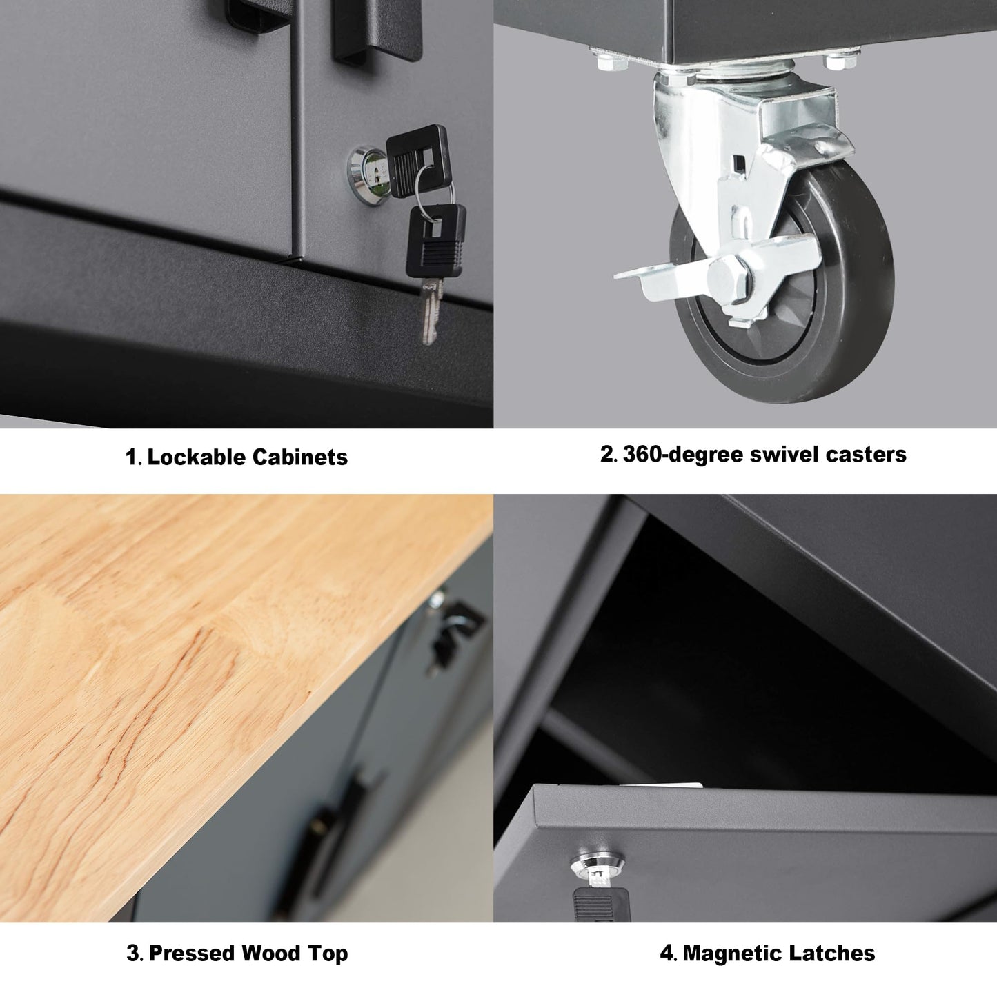 Garage Cabinets Storage System, 12-Pcs Included Steel Cabinets Drawers Rolling Chest and Trash Can Cabinet, Locked Storage Cabinet, Perfect for Organizing Garage and Tools