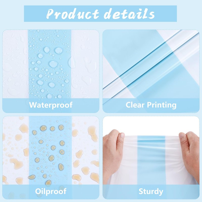 Kesfey 3 Packs Light Blue and White Vertical Striped Table Cloth 54 x 108 Inches Bluey Stripe Table Cover Disposable Plastic Beach Tablecloths Waterproof Rectangle Picnic Tablecover for Birthday Party