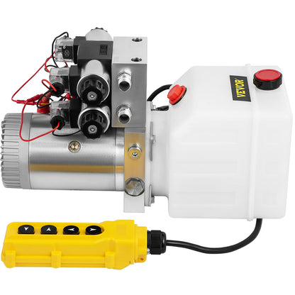 VEVOR Hydraulic Pump Double Acting 4 Way Hydraulic Power Unit Double Solenoid Hydraulic Power Pack 12V DC Hydraulic Power Pump with 4.5Liter Reservoir for Dump Trailer Car Lifting