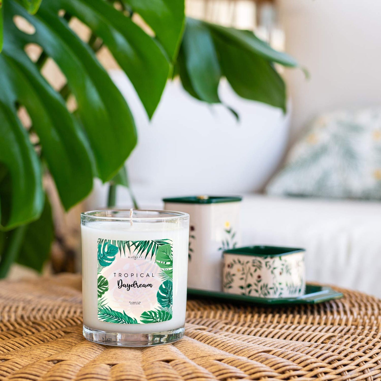 Baubles Tropical Daydream Scented Premium Candle and Jewelry with Surprise Earring Inside | 10 oz Large Candle | Made in USA | Parrafin Free | Earring