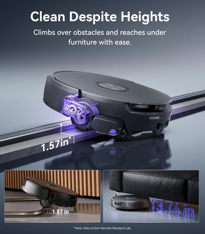 NARWAL Flow 2 Robot Vacuum and Mop Combo, 31,000Pa Suction, FlowWash Self-Cleaning Mop, AI Object Recognition, Self-Emptying & Refilling, 212℉ Hot Water Mop Washing & Drying, Tangle-Free Design