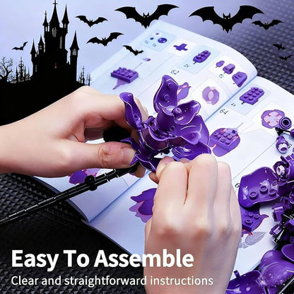 Purple Roses Bouquet Building Set 882PCS Compatible with Lego Artificial Flower Everlasting Gothic Roses for Home Décor Gift for Halloween Romantic Valentine’s Day Mother’s Day Anniversary