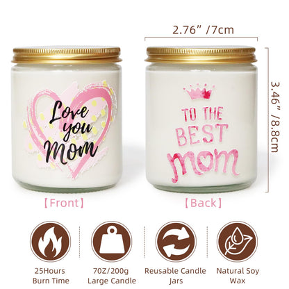 Vanilla Scented Candles for Mothers Day, Best Mom Ever Decor- Unique Mothers Day Decorations for Table, Christmas, Birthday Gifts for Mom from Daughter, Son, 7oz Soy Wax 25H Burn Time
