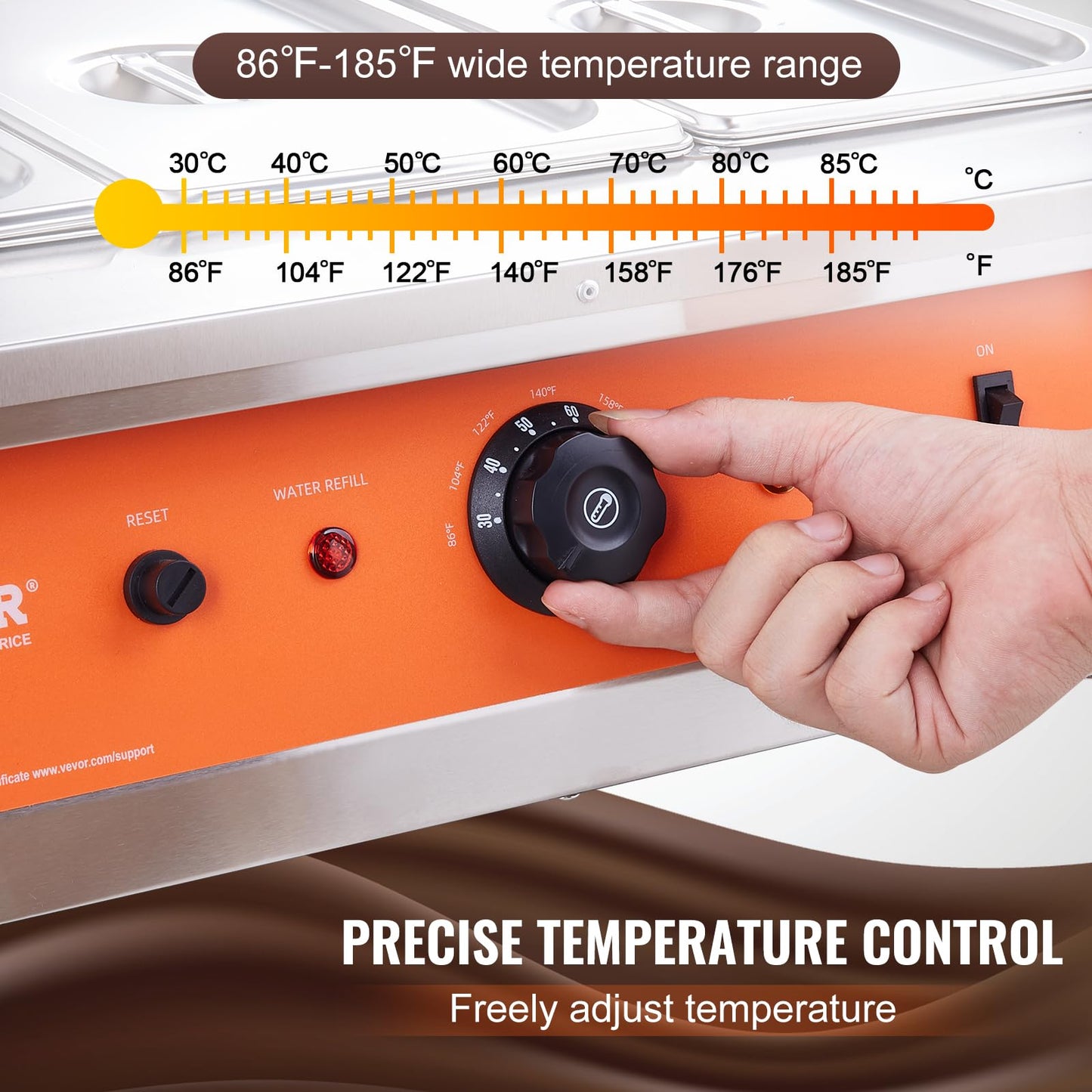 VEVOR Chocolate Tempering Machine, 26.5 Lbs 3 Tanks Chocolate Melting Pot Temp Control 86~185℉, 1500W Stainless Steel Electric Commercial Food Warmer for Chocolate/Milk/Cream Melting and Heating