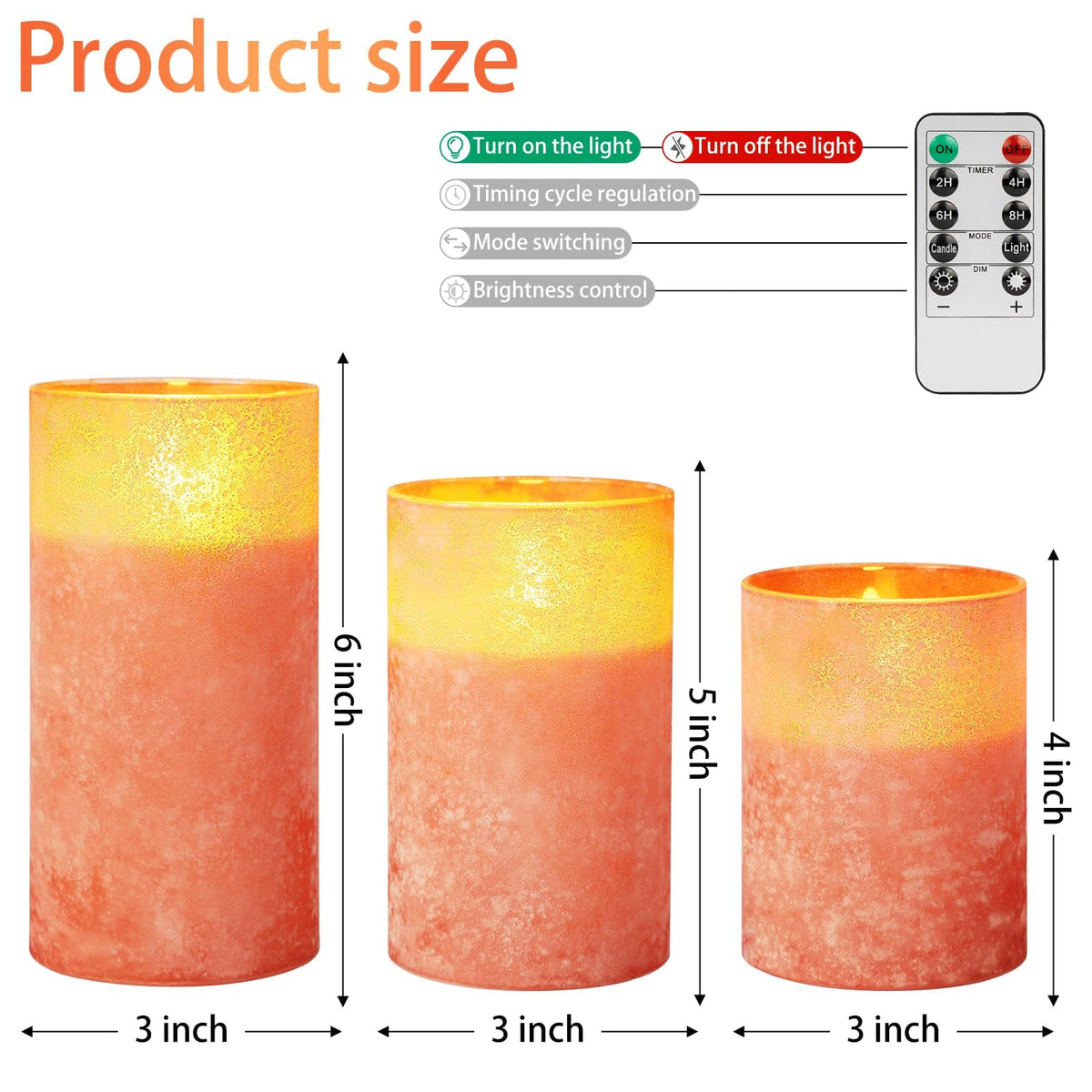 Mingfuxin Flameless Candles with Remote, Orange Candles Battery Operated with Timer, LED Candle for Mantel Bedroom Coffee Table Halloween Decorations