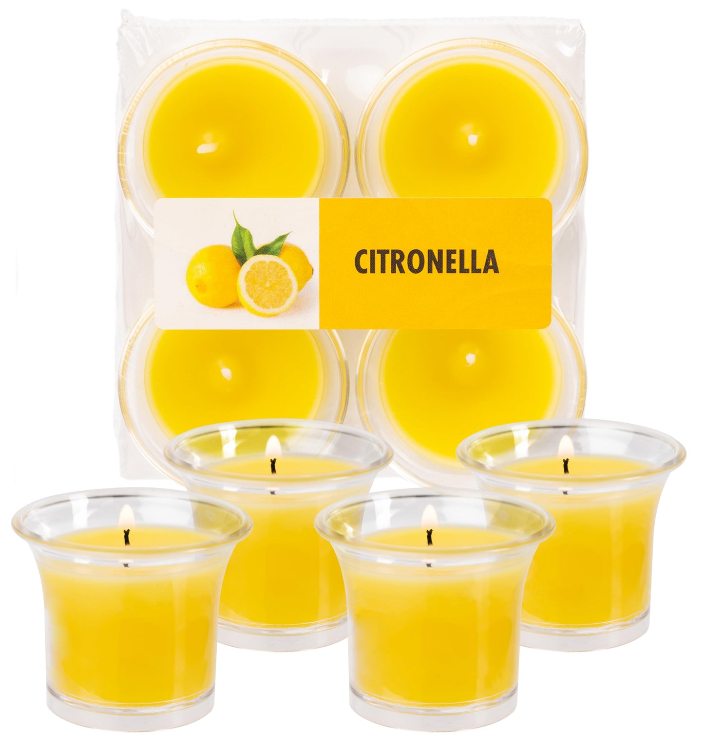 HYOOLA Clear Cup Scented Votive Candles - Vanilla - 12 Hour Burn Time - 4 Pack - European Made