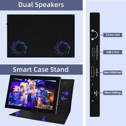 iPistBit 7 inch Portable Monitor, 1024x600 HDMI Raspberry Pi Screen, Dual-Speaker IPS LCD Display Mini Monitor for Laptop Xbox PS3 Raspberry Pi 5 4B 3B+