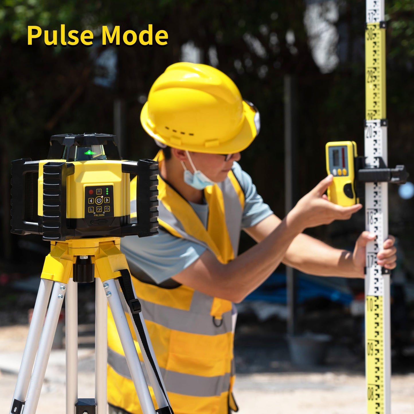 Firecore Self-Leveling Rotary Laser Level Kit, Horizontal/Vertical with Plumb Spot, 1969-Foot Range, Green Beam 360 Degree Construction Laser, Rechargeable Battery and Remote Control Included -FRL300G