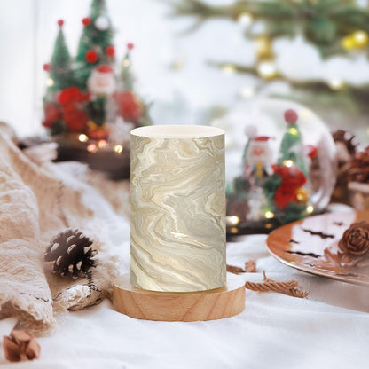 BOENLE Flickering Flameless Candles, Gold Tile Marble LED Candles with Remote Timer, Set of 2 Battery Operated Candle for Valentine Wedding Birthday