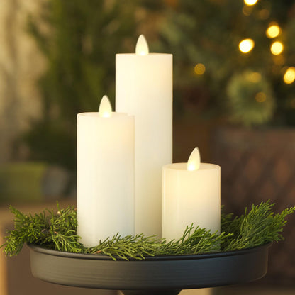 Luminara Classic Slim Flameless LED Candle, White 2" x 4.25", Battery Operated Moving Flame Pillar w/Timer, Safe Realistic Wax Candle, Home Decor