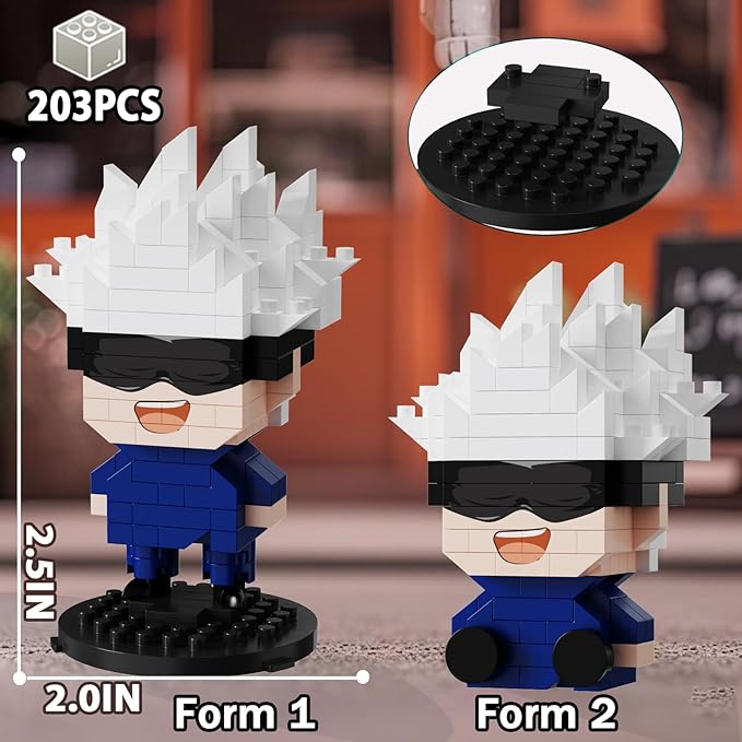 5 JJK Jujutsu Battle Figures Building Blocks Set 2IN1 Sitting&ampStanding Cute Popular Spell Kaisen Characters Brick Micro Headz Japanese Manga Merch Ideal Valentine's Day Gift for Adult Teen 961PC