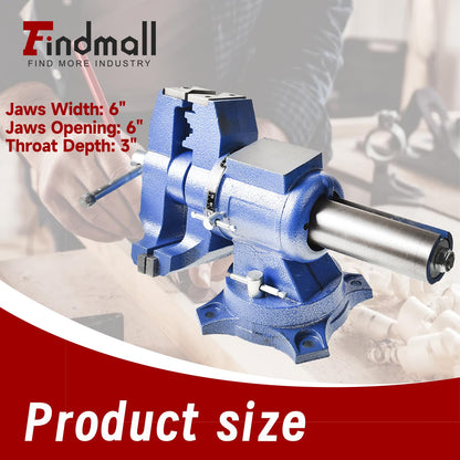 findmall Multipurpose Vise Bench Vise Heavy Duty Multi-Jaw Vise 360-Degree Rotation Clamp on Vise with Swivel Base and Head for Clamping Fixing Equipment Home or Industrial Use (6 inch)