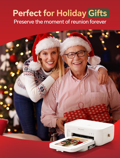 HPRT Photo Printer 4x6,+108Sheets&2ribbon,Instant Picture Printer for iPhone, Android, Smartphone,Portable Photo Printers for Home Use,Thermal Dye-Sublimation, AR Video Printing（White）