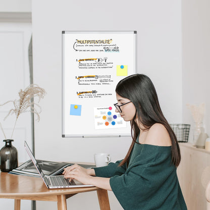 WALGLASS 2 Pack White Board, 24" x 18" Double-Sided Dry Erase White Board for Wall, Hanging Mounted Whiteboard, Horizontal or Vertical Silver Aluminium Frame for Home, School, Office, Kitchen