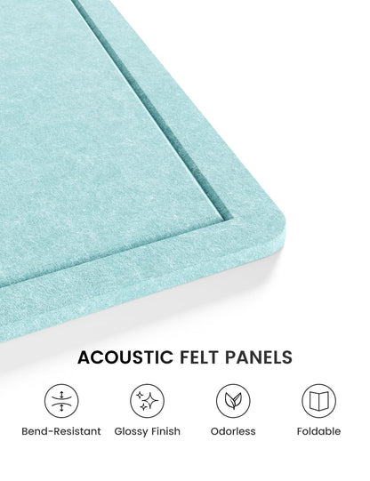 Fluxynara Bulletin Board,35.4" x 23.6" Cork Board Alternative with 12 Safe Removable Adhesive Tabs, Foldable Felt Pin Board for Home Office, Classroom, Bedroom,Entryway for Walls—Aqua Blue