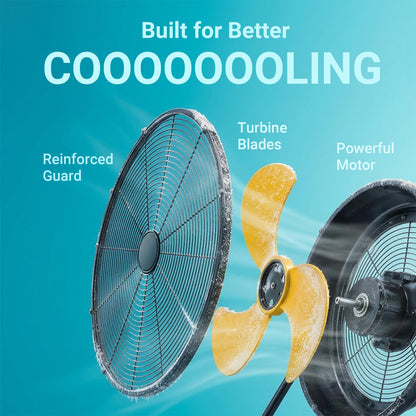 18" High Velocity Brushless Floor Fan Compatible with Dewalt 20V Max Battery(Tool Only), 2500 CFM Cordless Heavy Duty Metal Fan, 5 Speeds Portable Industrial Shop Fan for Home, Garage, Attic, Camping