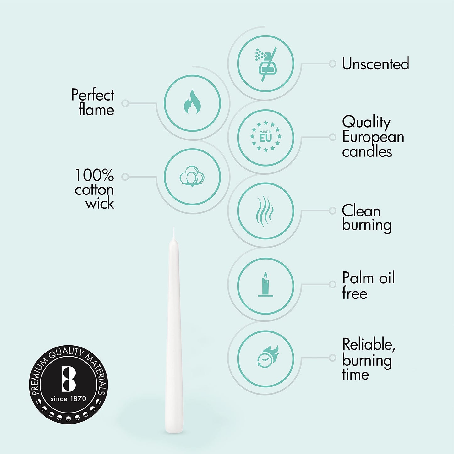 BOLSIUS White Taper Candles - 3 Packs = Total 90 Candles - 8 Hours - Premium European Quality - Consistent Smokeless Flame - Unscented Dripless Candlesticks
