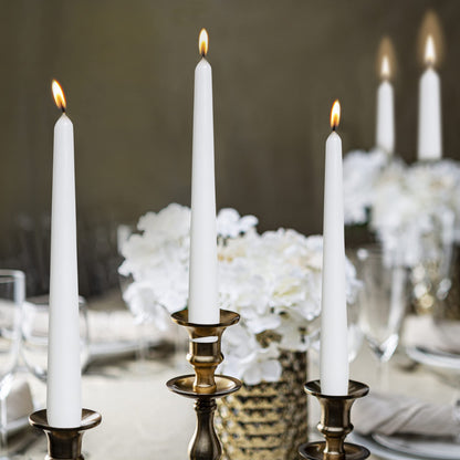 BOLSIUS White Taper Candles - 4 Pack Unscented 10 Inch Dinner Candle Set - 8 Hours Burn Time - Premium European Quality - Smokeless and Dripless Household, Wedding, Party, and Home Decor Candlesticks