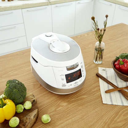 CUCKOO CRP-HS0657FW 6-Cup (Uncooked) 12-Cup (Cooked) Induction Heating Pressure Rice Cooker with Nonstick Inner Pot & 16 Menu Modes (White/Silver, Made in Korea)