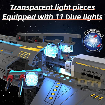 Space Station Spaceship Building Blocks Set with Motor &amp LED Lights Exploration Model Building Kits with Display Stand STEM Engineering Gift for KidsAdults and Space Fans (1471 PCS)