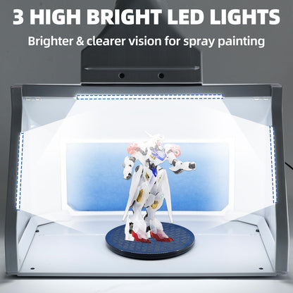 OPHIR Airbrush Spray Booth, Double Fans Paint Spray Booth with 3 Led Lights, Mini Photo Booth with White Photography Paper, 10xColoring Clips, 30xSpeed Shape Vinyl Car for Hobby, Model, Craft Painting