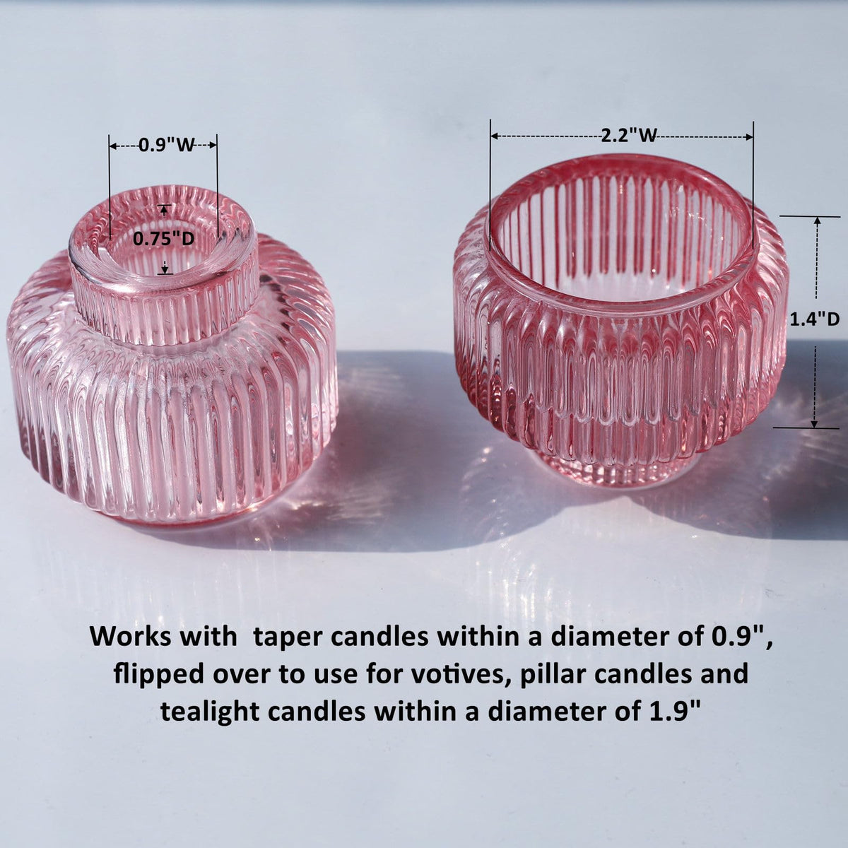 Woho Pink Candlestick Holders for Taper Candles Set of 4, Glass Taper Candle Holders Bulk for Birthday Party, Tea Lights Candle Holder for Wedding Festival