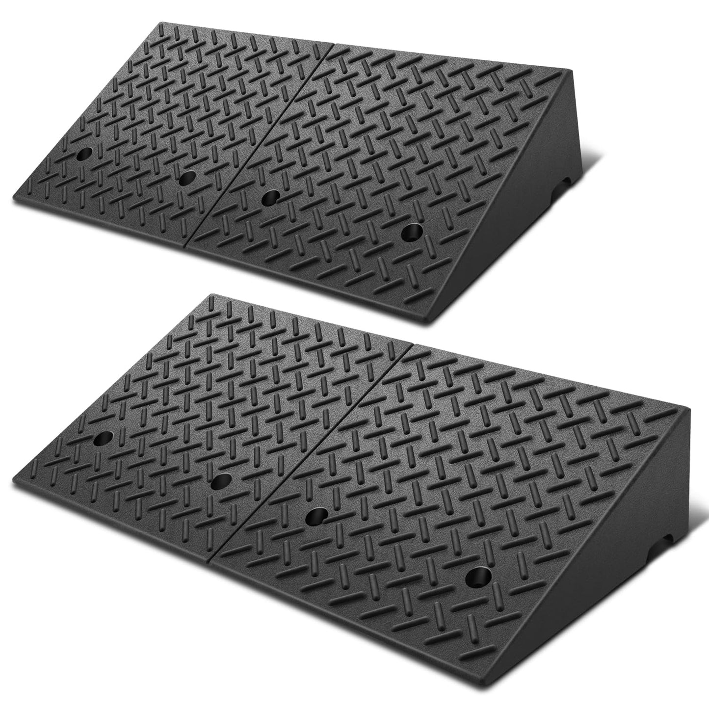 CAAP DRIVEN 2pcs 7.9 in. Rise 38.5" L x 19.6" W Heavy-Duty Rubber Arrow Curb Ramps, Bridge Ramp for Driveway, Wheelchair, Cars CAAP-TOLS-LRAMP-385-CX2