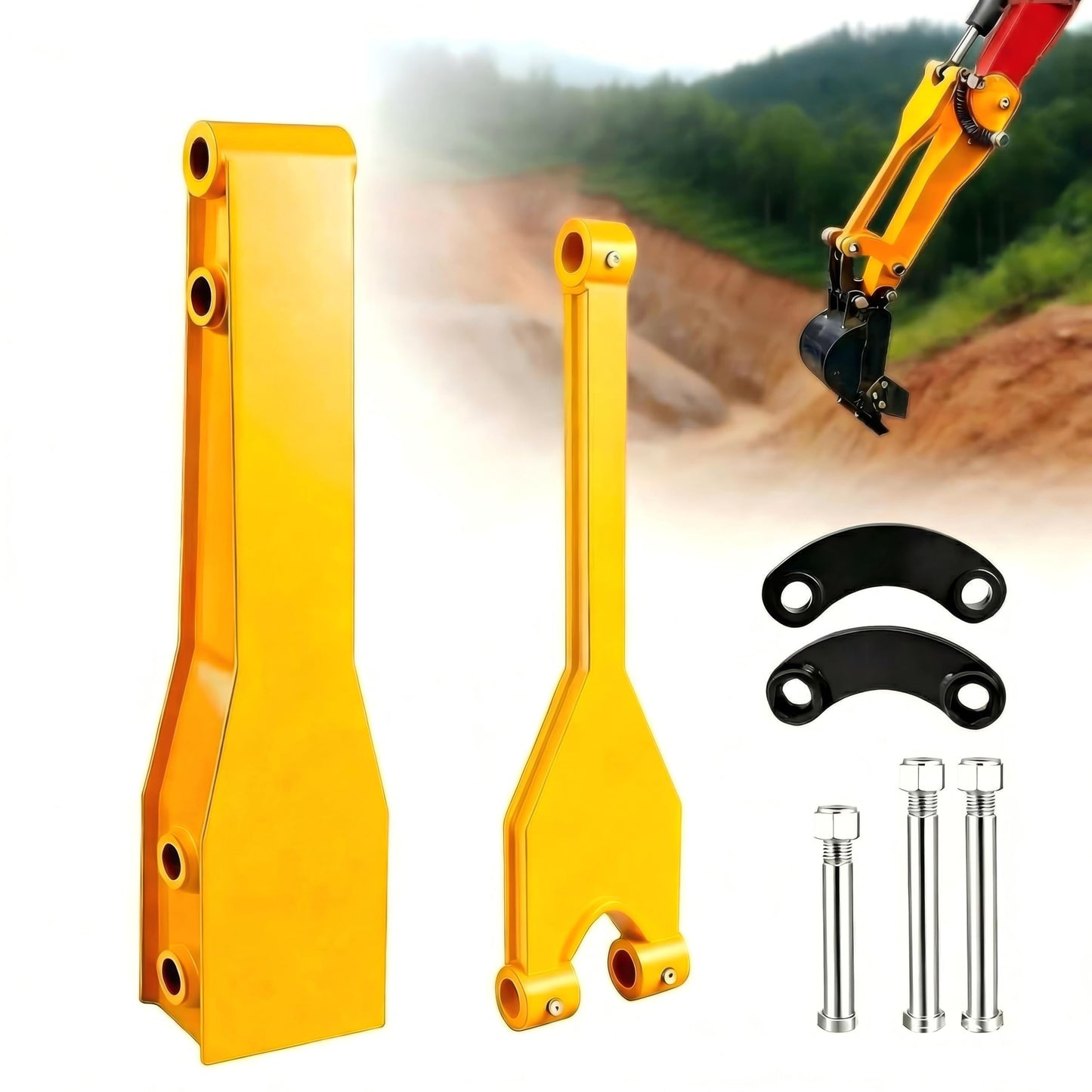 Upgrade 26" Mini Excavator Boom Extension, Arm Extension for 0.8-2 Ton Mini Excavator, 6mm Thickened Bushing-Free Boom with Oil Passage, Quick-Release, Extended Reach, No Deformation and Breaking