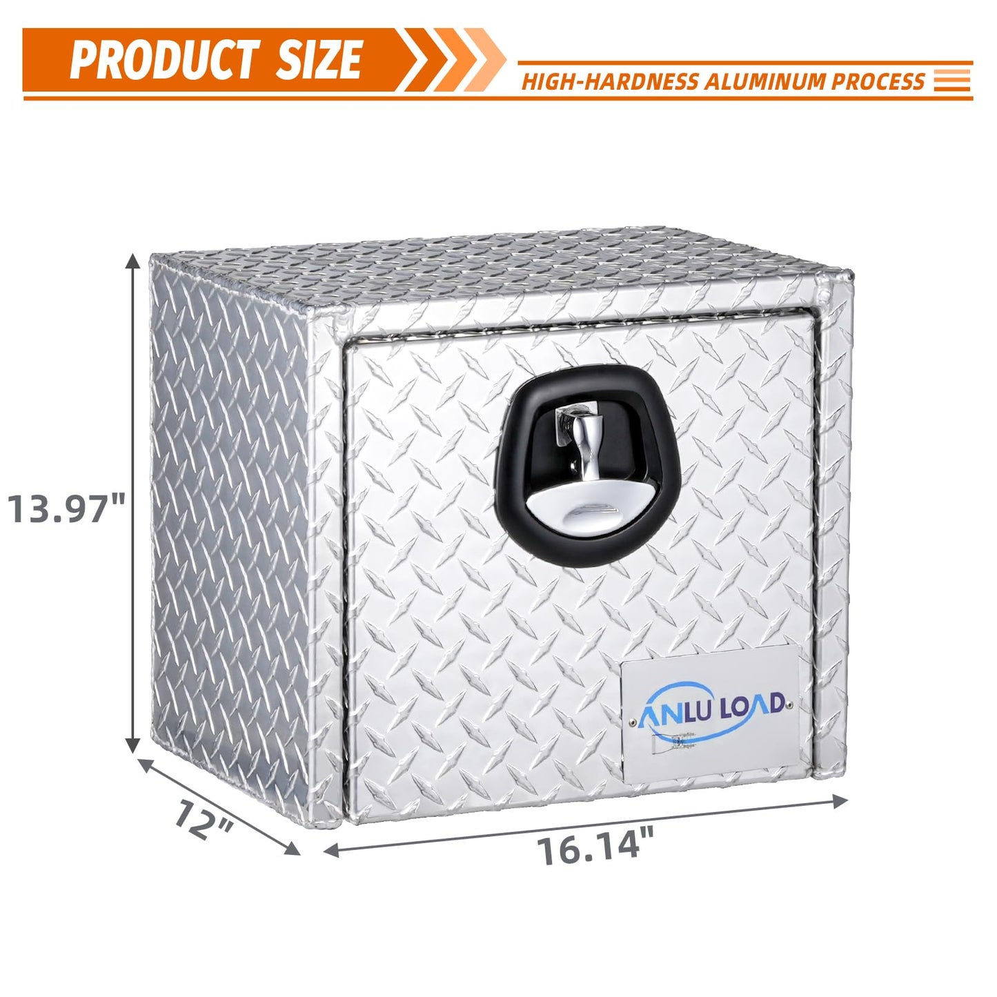 LULU CARGO CONTROL 16 x 12 x 14 Inch Underbody Truck Tool Box, Aluminum Lockable Tool Box for Truck Bed, Side Mount Tool Storage for Trailers & Pickups