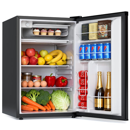 COWSAR 4.5 Cu.Ft Dorm Fridge with Freezer, Single Reversible Door Apartment Refrigerator, Adjustable Thermostat, Ultra Quiet, Energy Efficient Commercial Compact Fridge for Bedroom Dorm Office, Black