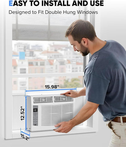Garvee 8,000 Btu U-Shaped Window Air Conditioner, WiFi & App Control, Ultra Quiet, Enabled Saddle Window AC Unit Cools Up to 350 Sq. ft, Cooling, Dehumidifier, Flexible for Home/Office