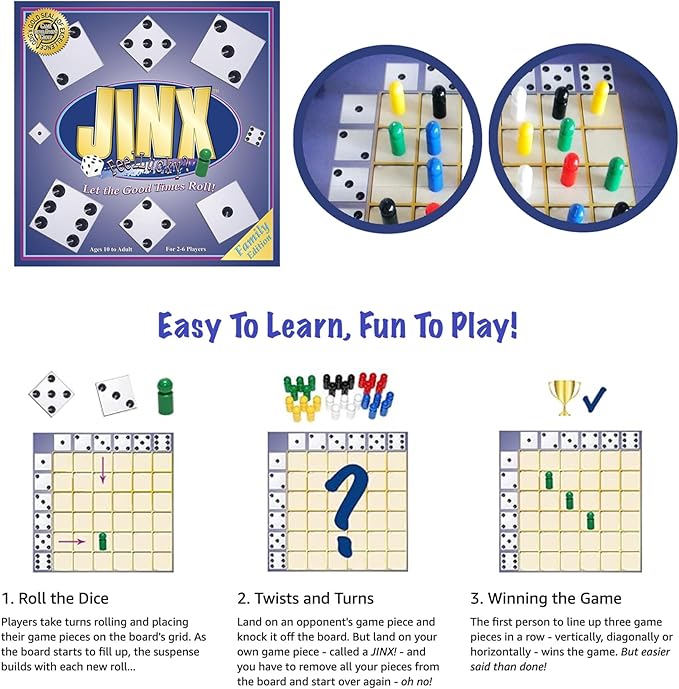 Jinx - Fast and Fun Board Game of Chance Where The Luck of The Roll Determines Your Fate - Game Night Fun for Family &amp Adults