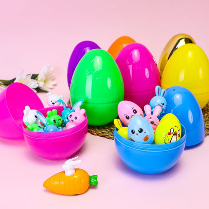 MGparty 12 Pcs 6 Inch Easter Eggs Fillable, Large Easter Eggs with Golden Eggs, Jumbo Plastic Empty Eggs Bulk for Easter Egg Hunt, Basket Stuffers, Party Favors, Classroom Prizes and Decorations
