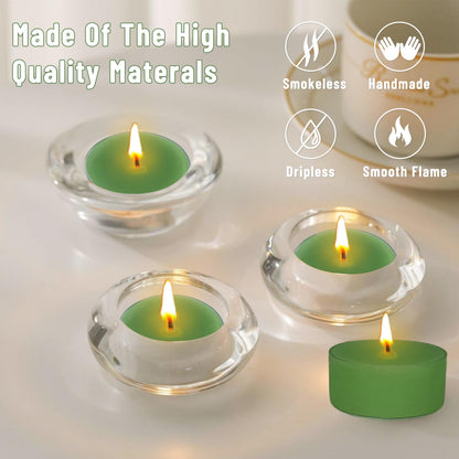 Serene Sage & Coasta Sea Salt Scented Tealight Candle 12Pack Sage Green Tea Light Candles Hand-Poured Smokeless 4 Hour Burn Time Candle Perfect for Relaxation Calming Ambiance Home Spa