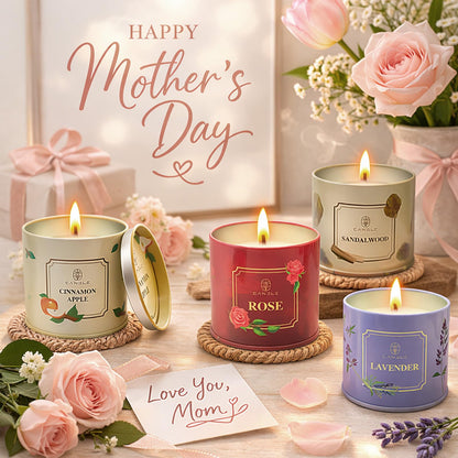 Mothers Day Gifts, Scented Candles, 4 Pack Long Lasting Soy Wax Candles Gift Set Birthday Gifts for Women, Party Favors Decoration