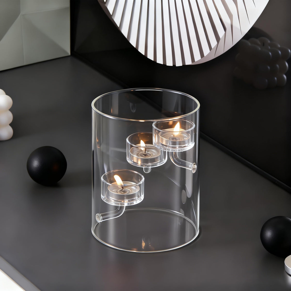 Maimeili Glass Candle Holder Hurricane Crystal Decorative Candle Fits Standard Tealight for Table Wedding Dinning Centerpieces Party Supplies Home Decor