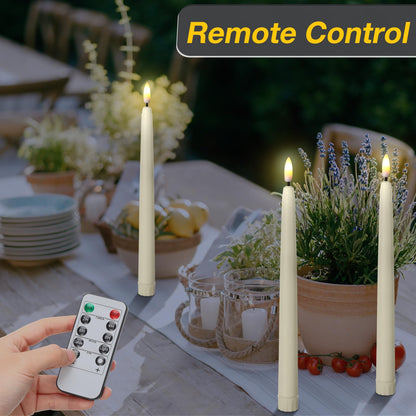 Reginary 48 Pcs Flameless Taper Candles with 4 Remote, Battery Operated Flickering Flameless Taper Candles 3D Wick Fire LED Faux Wax Lights for Wedding Christmas Holiday (Ivory,9.65 Inches)