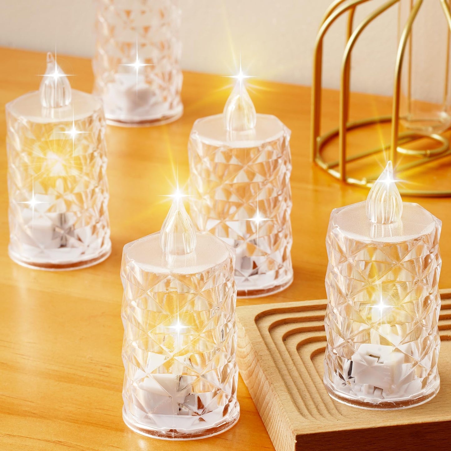 24-Pack Flameless Candles, Battery Operated Crystal LED, 200+H Runtime – Realistic Flickering Light for Table Centerpiece, Safe for Mother's Day, Father's Day, BBQs, Outdoor & Family Gatherings