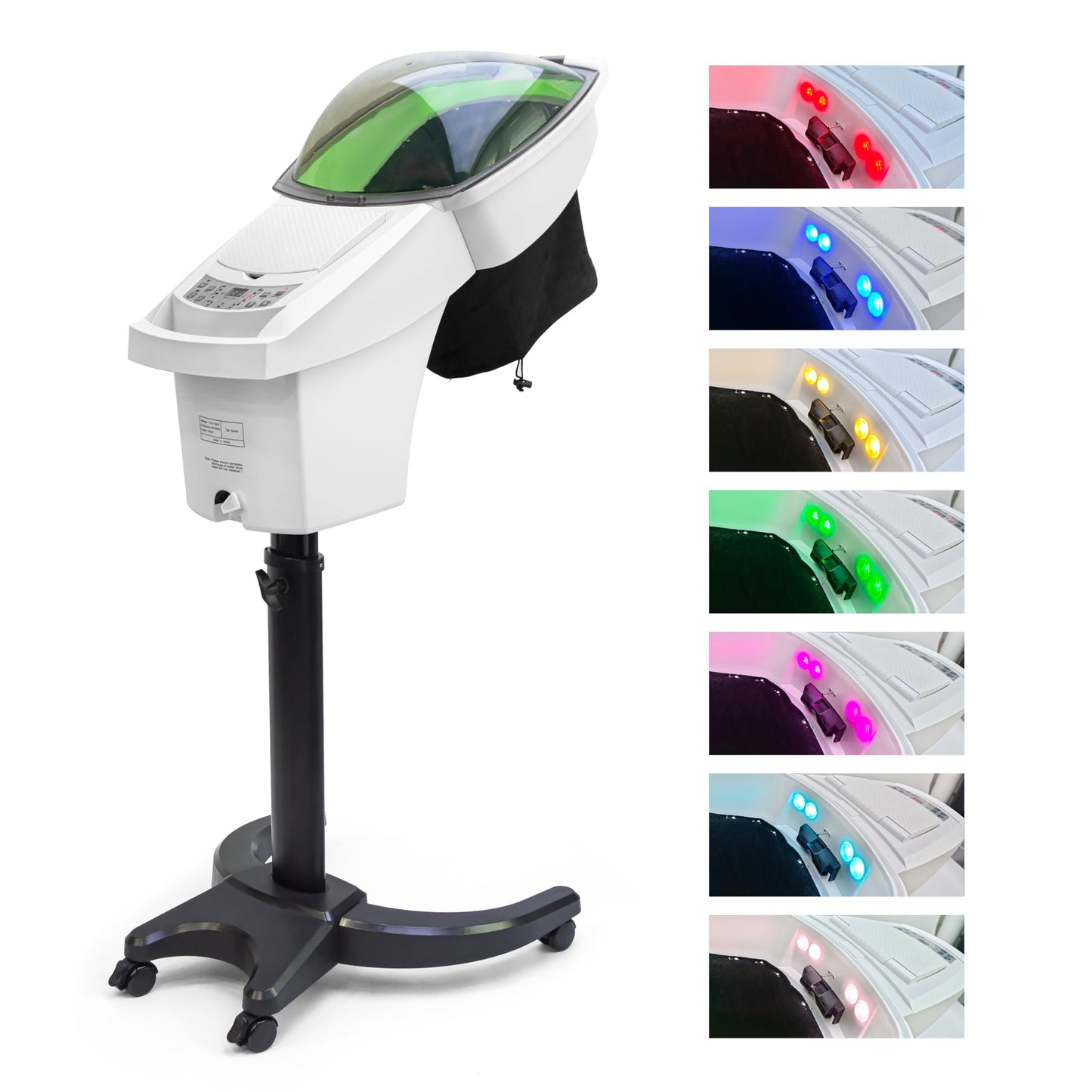Elitzia Hair Steamer for Black Hair Deep Conditioning Professional Ozone Hair Steamer for Salon Shampoo Bowl Nano Micro Mist Steam for Natural Hair with Hooded ET1408W7C White 7-Color Light