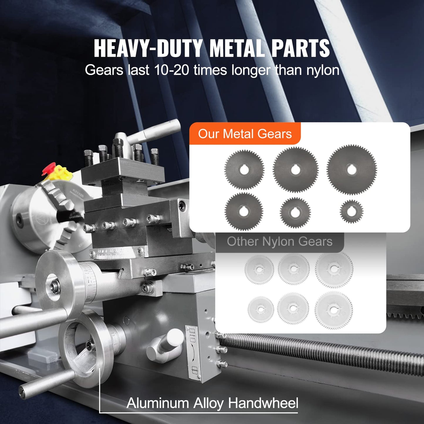 VEVOR Metal Lathe, 8.3'' x 29.5'' Benchtop Metal Lathe 0-2500 RPM Continuously Variable Speed 750W Brushless Motor Metal Gears with LCD Display Metal Lathe Machine