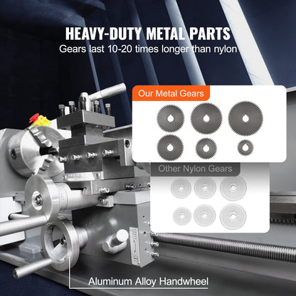 VEVOR Metal Lathe, 8.3'' x 29.5'' Benchtop Metal Lathe 0-2500 RPM Continuously Variable Speed 750W Brushless Motor Metal Gears with LCD Display Metal Lathe Machine