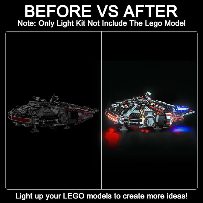 Upgraded Led Light Kit Compatible with Lego Star Wars The Dark Falcon Building Set Lights Decoration Compatible with Lego 75389 Best Gifts for Adults (Model Not Included)