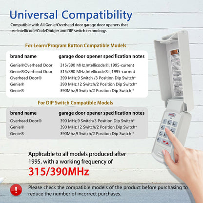 XDTKML for Genie Garage Door Opener Keypad Compatible with All Genie Intellicode Overhead Door Codedodger and Dip Switch Opener for 1995-Current Models 315/390MHZ Wireless Keyless Keypad Replacement