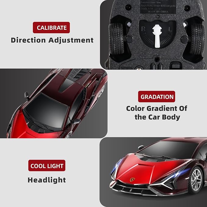 MIEBELY Lamboghini RC Car - 1:24 Scale Lambo Toy Car 3.7V 500mAh Sián Fast Remote Control Car for Boys 8-12 Rc Race Model Birthday Gifts for Kids Adults Boys Girls Age 6-12 Year Old